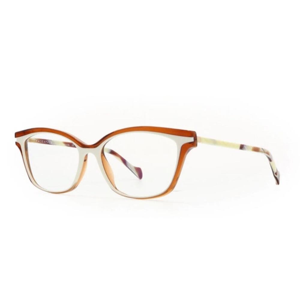 Face à Face SHISO Designer Eyeglass Frames Only 54-15-140 Brown White Cat-Eye